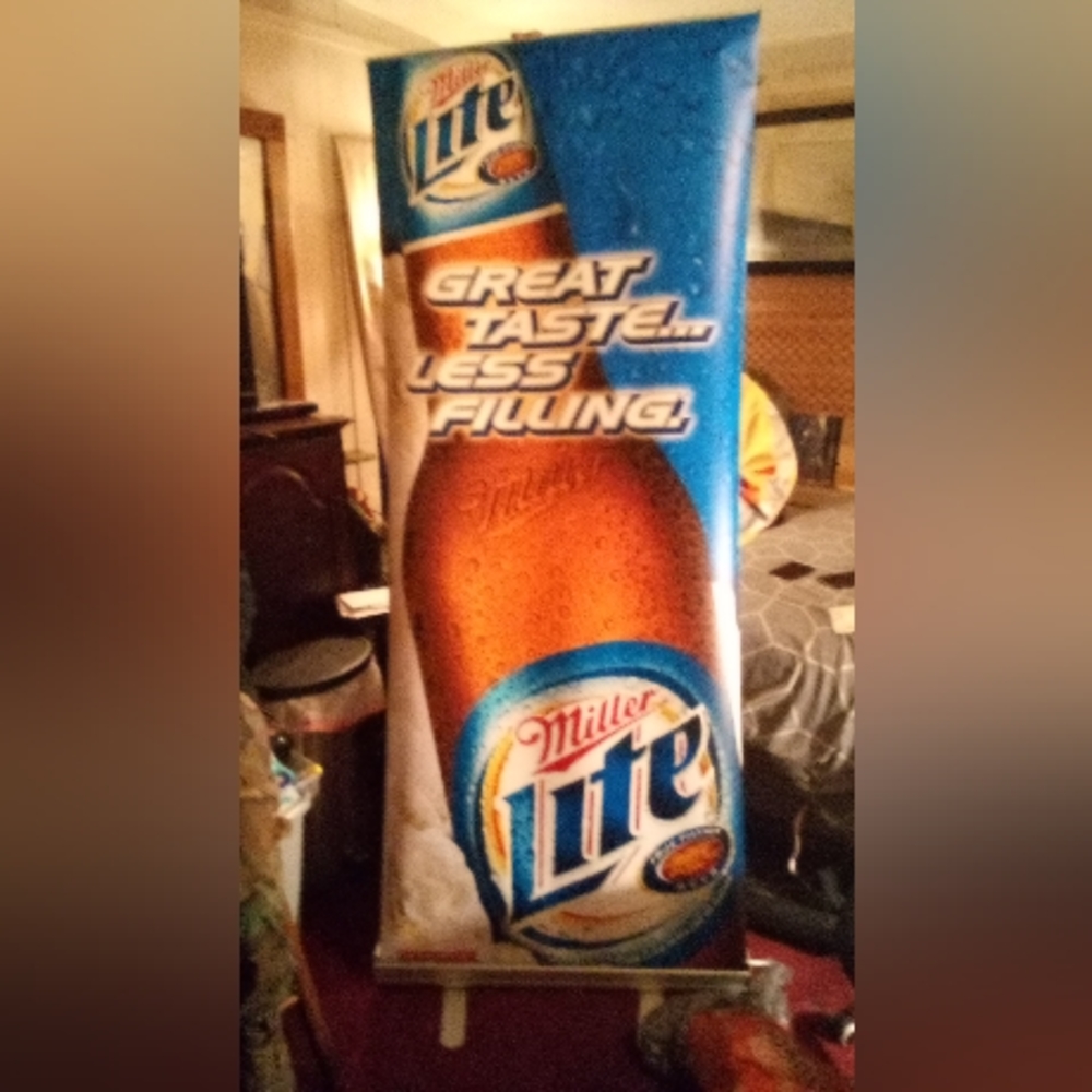 Miller Light banner styleself standing sign 60i" tall  x 30i" wide